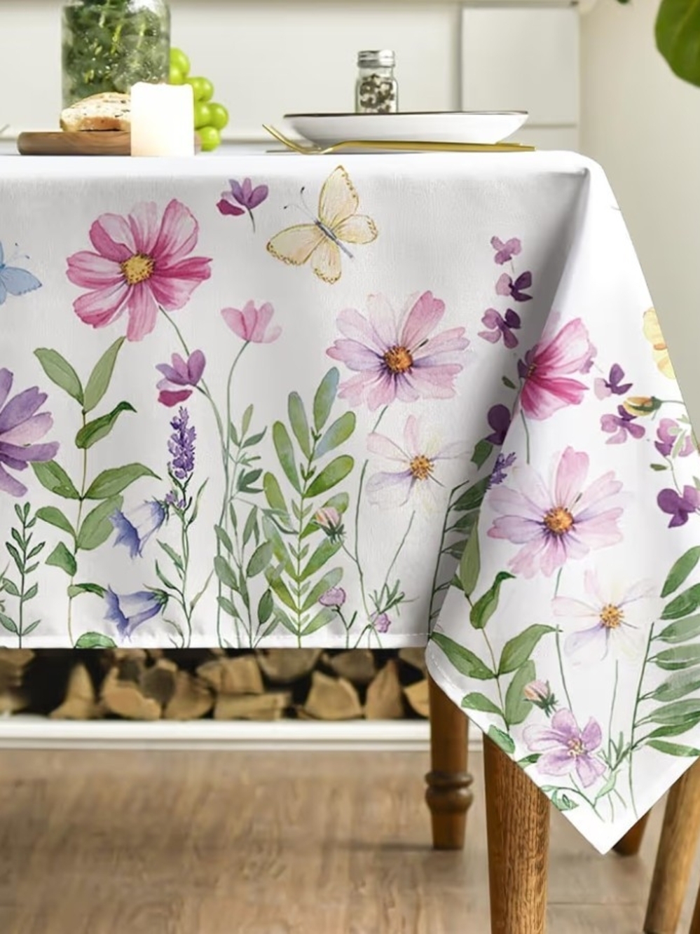 Wildflowers And Butterflys Washable Tablecloth Size 60 X 84